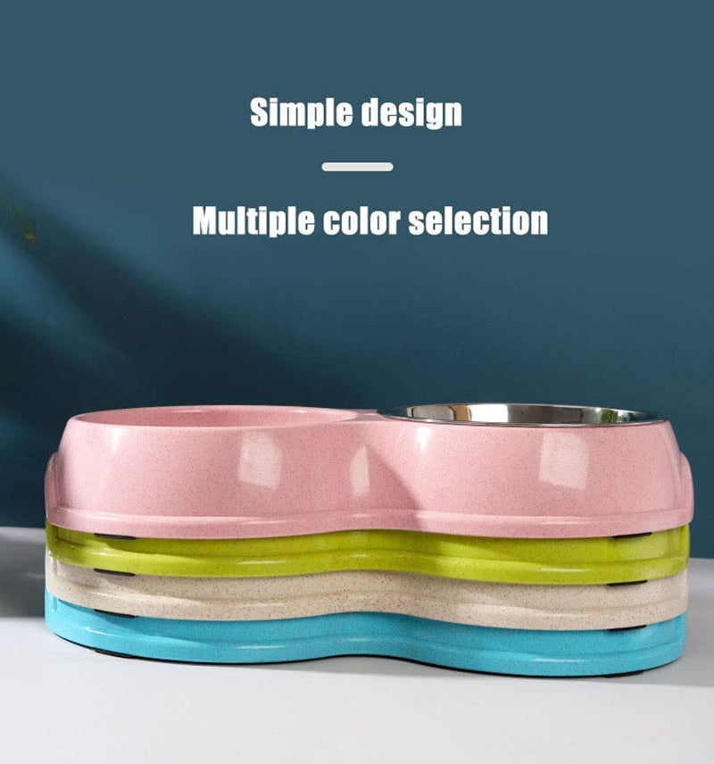 Tineer Double Pet Dog Slow Feeder Bowl,Stainless Steel Anti-Choke Puppy Food and Water Feeder for Dog Cats (Pink) - Image 2